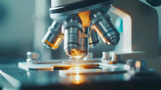 Microscope Lens Focused on a Sample