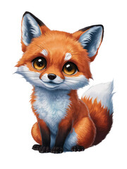 Obraz premium Isolated PNG baby fox, GENERATIVE AI