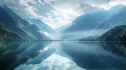 Fototapeta premium Stunning 4K wallpaper featuring a serene mountain lake, capturing its beauty in crisp detail.