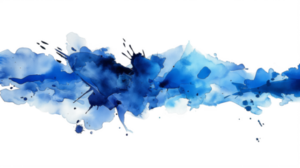 Creative Blue Ink Blot on Transparent Canvas
