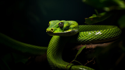 Fototapeta premium Green snake close up