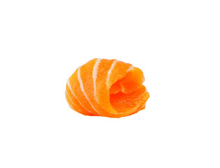 Roll Sliced salmon isolated on white background.
