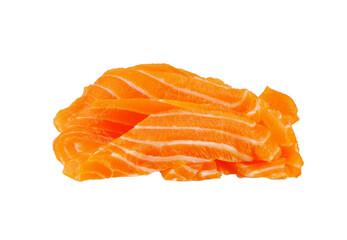 Sliced salmon isolated on white background.