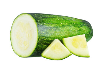 Sliced Zucchini vegetable isolated on white background.