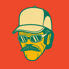 Old man face avatar illustration graphic design 65