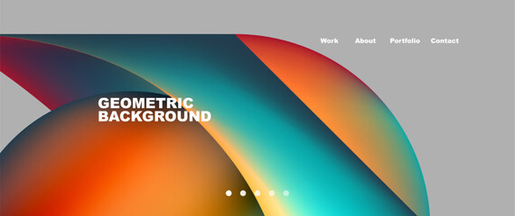 Web page design with geometric elements - circle and wave. Techno art concept. Vector Illustration For Wallpaper, Banner, Background, Card, Book Illustration, landing page