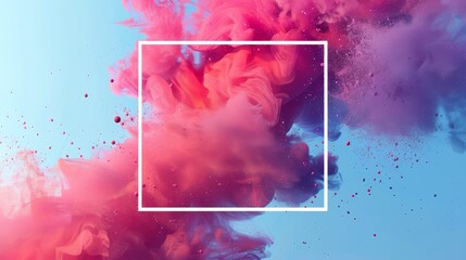 Pink and blue colored powder forming a square shape in the middle