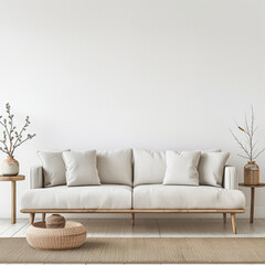 Capturing the unique blend of functionality and style in a living room adorned with minimalist scandinavian sofa furniture.