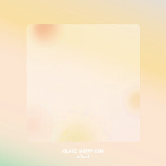 Modern background with glass morphism vector effect. Transparent glass card design. Glassmorphism trend style. Abstract banner with colored, white circles with blur and shadows. Vector illustration