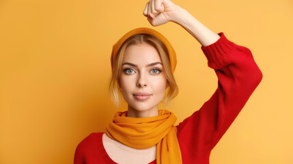 Activist girl raises fist at climate change rally.