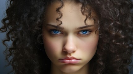 Fototapeta premium Moody black teen rolling eyes isolated on white background.