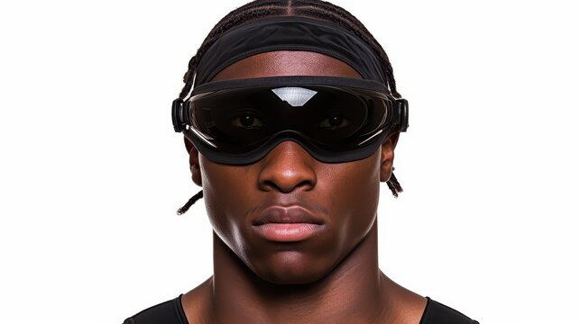 Black kid with glasses in a studious pose, diecut style, on white background.