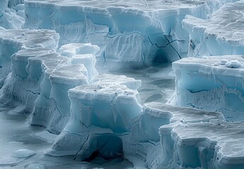Fototapeta premium A detailed shot of the cracks forming in a melting glacier