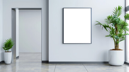 Modern Blank White Billboard Mockup Displayed in Medical Center Lobby Interior for Custom Advertisements and Messages