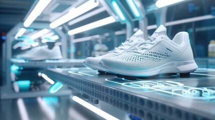 futuristic podiatry clinic using digital scanners and 3D printing technology to create custom orthopedic shoes and insoles
