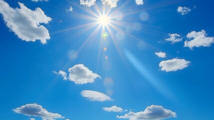 blue sky with sun shining, good for sky wallpaper and sky background
