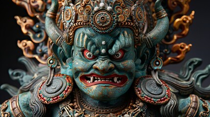 Fototapeta premium Close-Up of a Blue Deity Statue