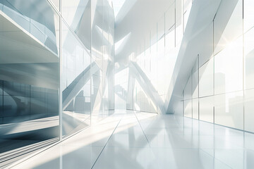 Modern Architecture Interior with Glass Walls