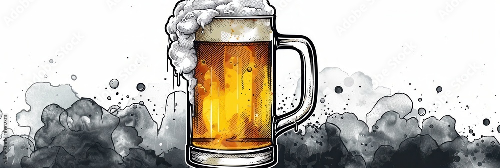 Poster a simple beer logo is on a white background. generative ai
