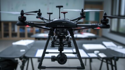 high-definition drone piloting academy where students learn to operate advanced UAVs through simulations and live flight data