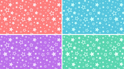 Stars Pattern Colorful Background Set