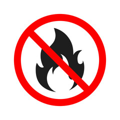 Prohibited Fire Flame Flat Sign Symbol
