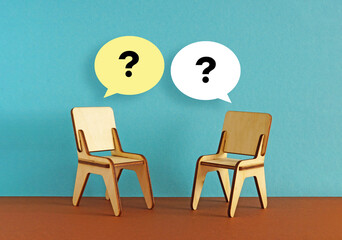 Misunderstanding and communication problem solving. Difference of opinion and failure to talk