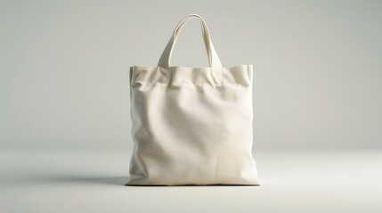 Empty Cotton Tote Bag Mockup in Neutral Tone with Central Composition on Clear Background