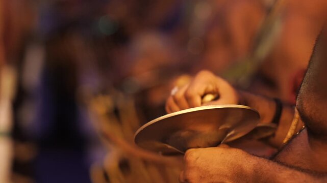 KERELA TRADITIONAL DRUMMER (CHENDA MELAM) KERELA, INDIA.