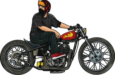 Obraz premium biker on chopper, motorcycle transport