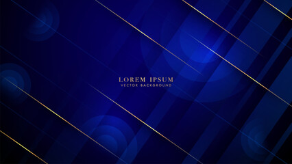 Abstract blue background with gradient circle shapes, and diagonal golden line decoration