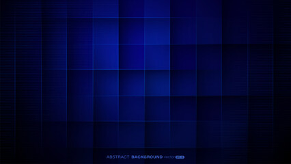 Obraz premium Abstract geometric blue background with square shapes, shadow, and lines decoration