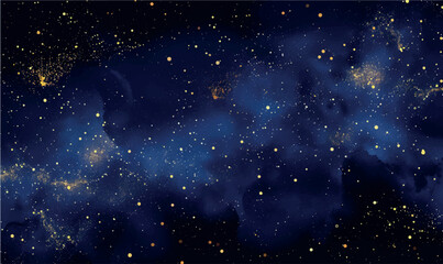 watercolor background space, night sky with stars