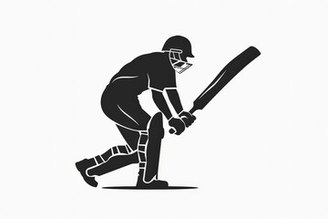 The image features a silhouette of a cricket batsman ready to hit the ball, representing anticipation, skill, and focus, exhibited in a simple yet effective black and white style.