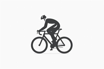 Obraz premium A dramatic black and white silhouette of a cyclist positioned on a racing bike, showing speed and motion as they pedal forward, conveying the heart of competitive cycling.