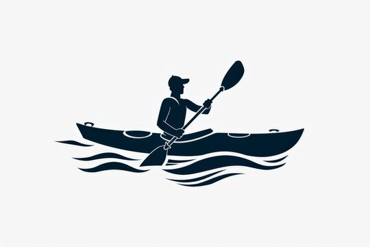 kayaker paddling dark blue kayak on water clip art preview