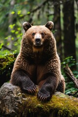 Beautiful brown bear in nature. Selective focus.