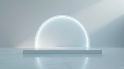 Neon lit empty podium showcasing new product for advertising purposes