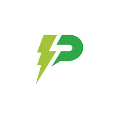 Power Lightning Letter P Logo design vector template