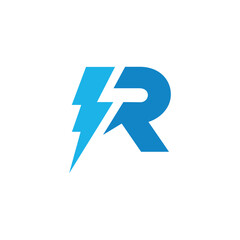 Lightning Letter R Logo design vector template