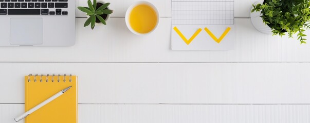 A natural workspace with SEO graphs and creative elements, emphasizing content creation