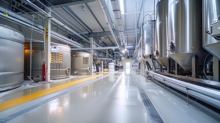Obraz premium high-tech wine production facility where vintners use sensor-driven analytics to monitor and adjust fermentation processes digitally