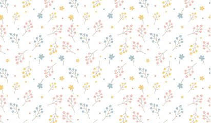 seamless pattern with simple flowers for printing on any surface on a white background