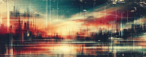 Fototapeta premium Futuristic Cityscape Sunset