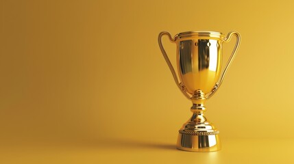 A shiny golden trophy stands against a bright yellow background, symbolizing victory and achievement.