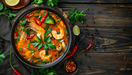 Top view of Tom Yum Kung 