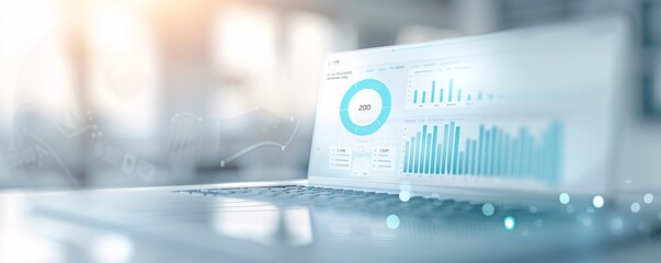 A high-tech background featuring a soft-colored analytics dashboard, indicating new techniques for brand awareness