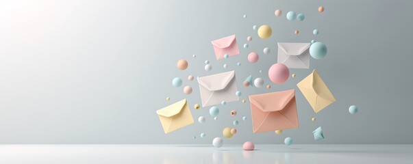 A modern digital setting with soft-colored email marketing visuals, highlighting increased audience reach with a creative twist