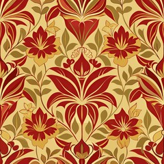 Fototapeta premium Seamless pattern of modern abstract floral designs, Generative AI