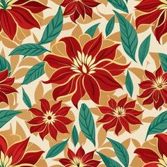 Seamless pattern of modern abstract floral designs, Generative AI